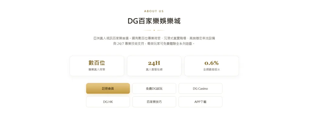 現金版娛樂城排行|台灣TOP 7推薦|2026最新平台整理 2 DG比較特別是專做百家樂起家的現金娛樂城