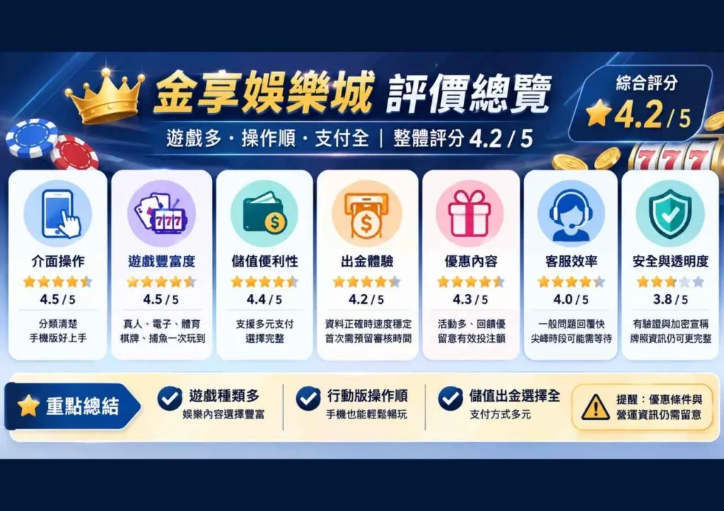 2026金享娛樂城評價懶人包|網友用過怎麼說?出金、遊戲、優惠與優缺點完整分析 1 金享娛樂城評價