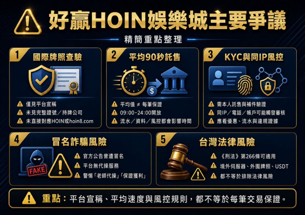 好贏HOIN娛樂城主要爭議